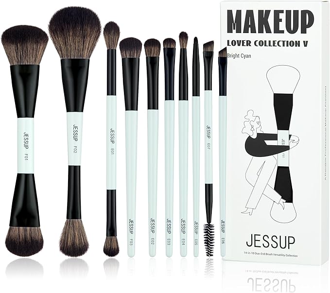 Makeup Brushes Set 10pcs, Double Sided Foundation