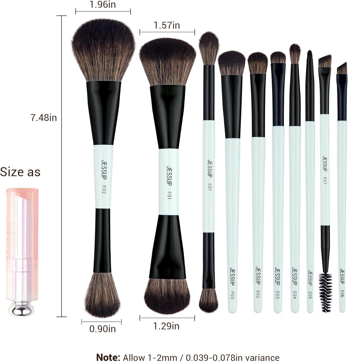 Makeup Brushes Set 10pcs, Double Sided Foundation