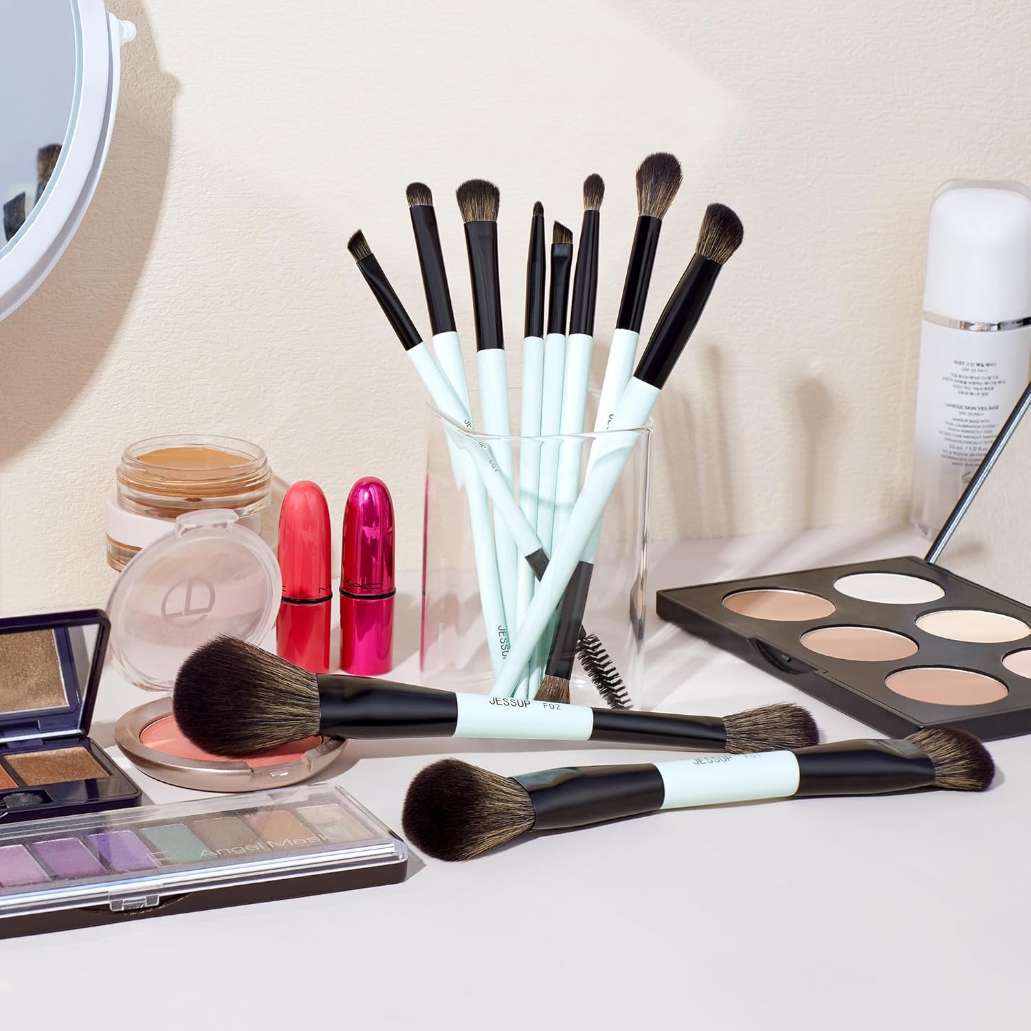 Makeup Brushes Set 10pcs, Double Sided Foundation